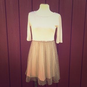 LILI'S CLOSET Anthropology lace skirt tan dress S